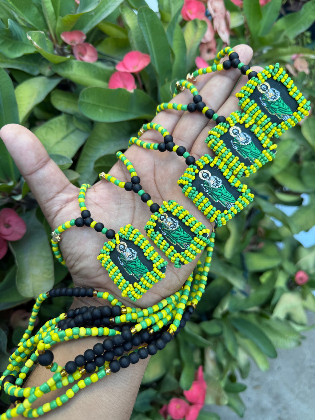 Rosarios con escapulario (Verde y amarillo)